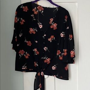 Lush Black Floral Women's Blouse
